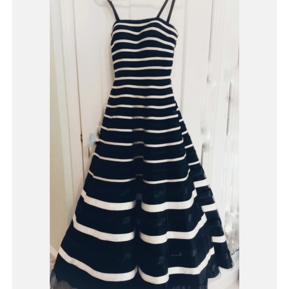 Mon Cheri Dresses & Skirts - Colette for Mon Cheri Black and white Striped ballgown Prom Dress gown Size 0